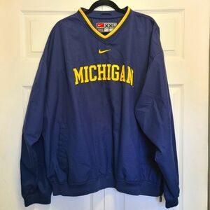 Vtg Michigan Football by Nike Jacket Michigan Pullover Embroidery Blue‎ Maize